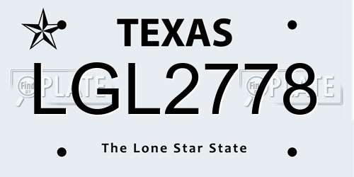LGL2778 Texas License Plate
