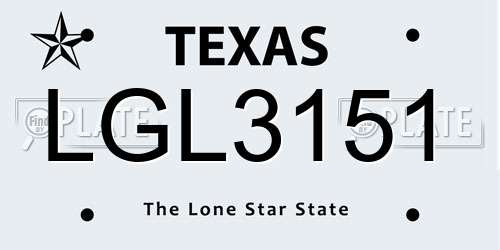 LGL3151 Texas License Plate