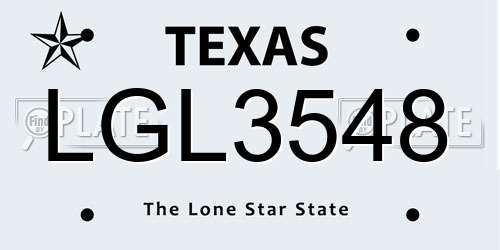 LGL3548 Texas License Plate