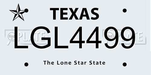 LGL4499 Texas License Plate