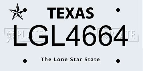 LGL4664 Texas License Plate