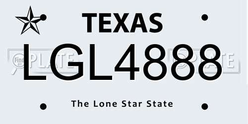 LGL4888 Texas License Plate