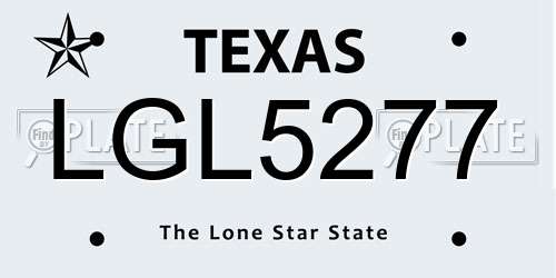 LGL5277 Texas License Plate