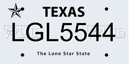 LGL5544 Texas License Plate