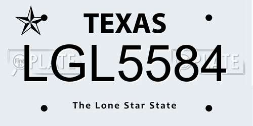 LGL5584 Texas License Plate