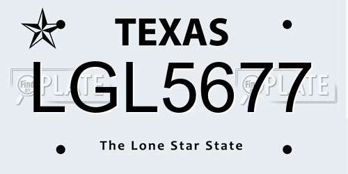 LGL5677 Texas License Plate