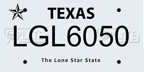 LGL6050 Texas License Plate