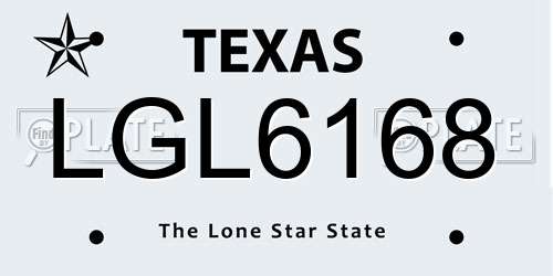 LGL6168 Texas License Plate