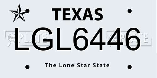 LGL6446 Texas License Plate
