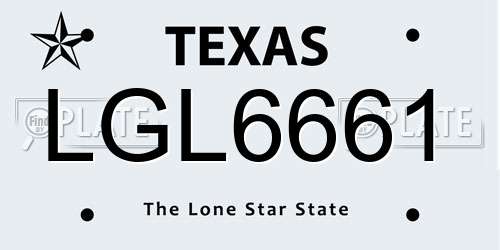 LGL6661 Texas License Plate