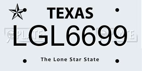 LGL6699 Texas License Plate
