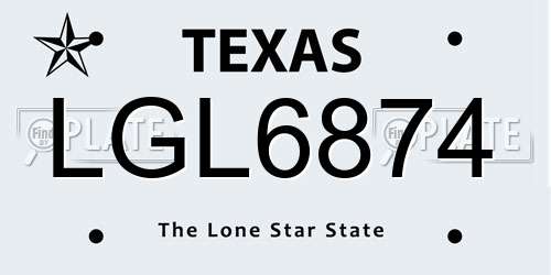 LGL6874 Texas License Plate