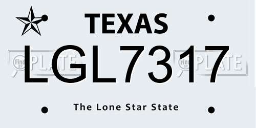 LGL7317 Texas License Plate