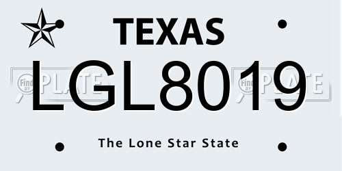 LGL8019 Texas License Plate