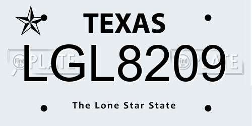 LGL8209 Texas License Plate