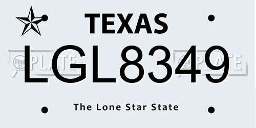 LGL8349 Texas License Plate