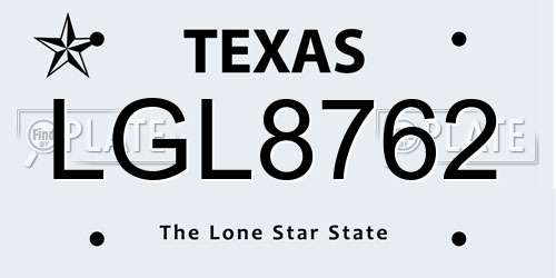 LGL8762 Texas License Plate