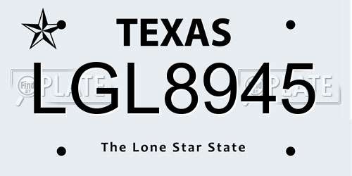 LGL8945 Texas License Plate