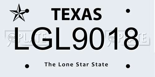 LGL9018 Texas License Plate