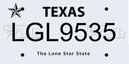LGL9535 Texas License Plate