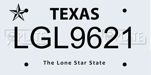 LGL9621 Texas License Plate