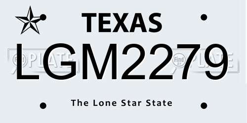 LGM2279 Texas License Plate