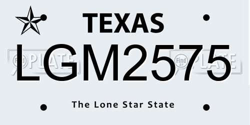 LGM2575 Texas License Plate