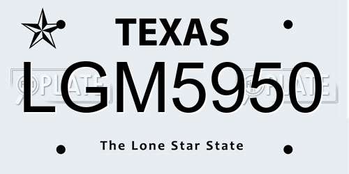 LGM5950 Texas License Plate