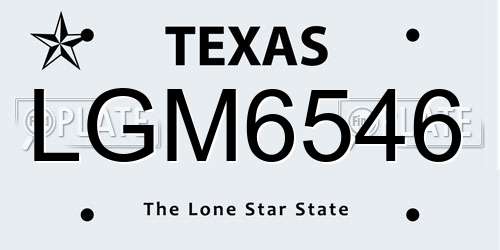 LGM6546 Texas License Plate