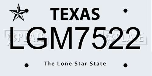 LGM7522 Texas License Plate