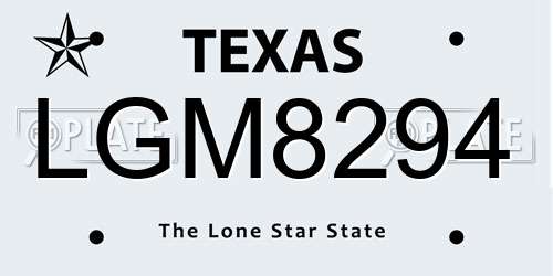 LGM8294 Texas License Plate