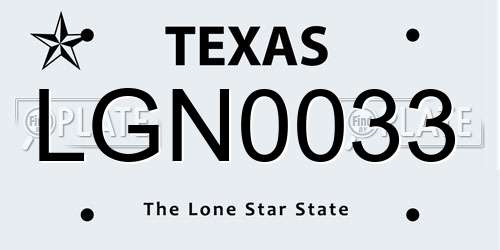 LGN0033 Texas License Plate