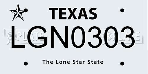 LGN0303 Texas License Plate