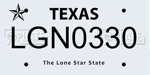 LGN0330 Texas License Plate