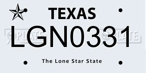 LGN0331 Texas License Plate