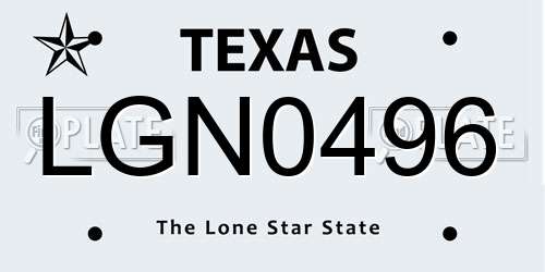 LGN0496 Texas License Plate