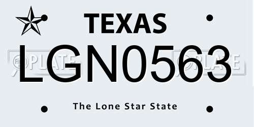LGN0563 Texas License Plate