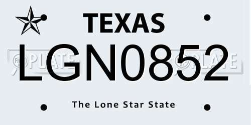 LGN0852 Texas License Plate