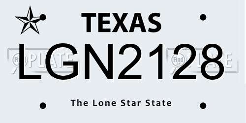 LGN2128 Texas License Plate