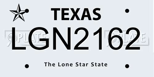 LGN2162 Texas License Plate