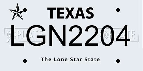 LGN2204 Texas License Plate