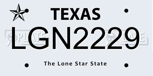 LGN2229 Texas License Plate