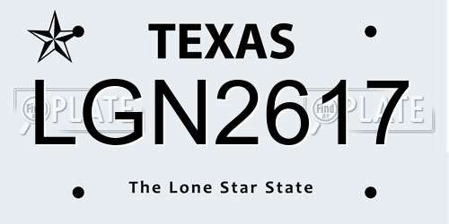 LGN2617 Texas License Plate