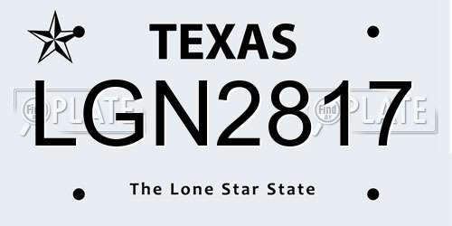 LGN2817 Texas License Plate