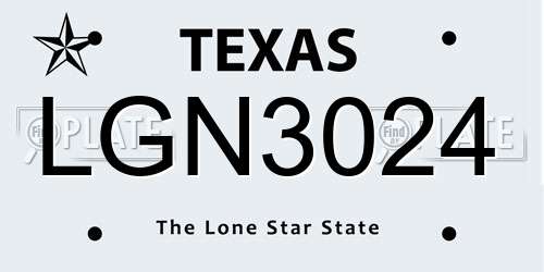 LGN3024 Texas License Plate
