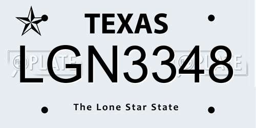 LGN3348 Texas License Plate