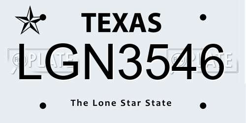 LGN3546 Texas License Plate