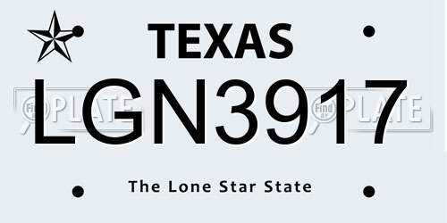 LGN3917 Texas License Plate
