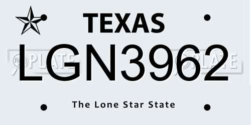 LGN3962 Texas License Plate