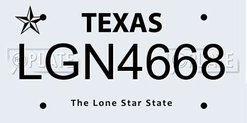 LGN4668 Texas License Plate